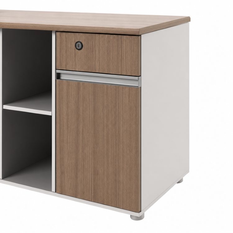 Modern Open Plan Workstation A-Frame Leg Back to Back Bench Desk Oak Melamine Top Fabric Screen OEM detail 5