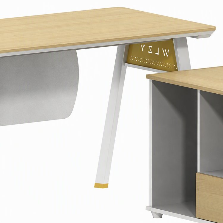 Modern Minimalist E0 Oak Boss Desk Combo Executive Manager Work Table with Storage Cabinet & Office Chair detail 4