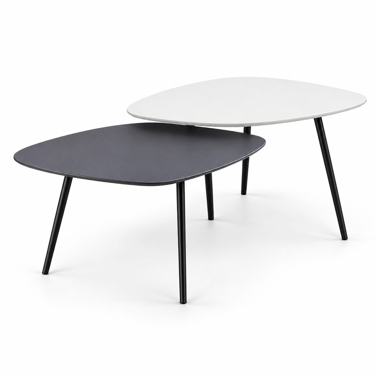 Modern Luxury White & Black MDF Coffee Table and End Tables with Durable Powder Coated Metal Frame detail 1