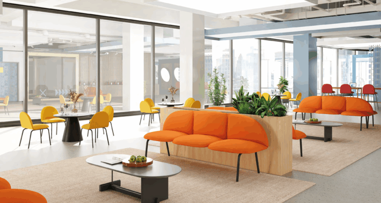 Modern office interior with stylish European furniture