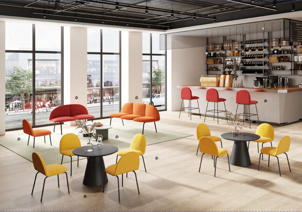 Modern office space with multiple tables