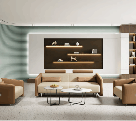 Efficient office layout diagram with furniture