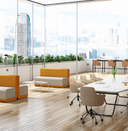 Sustainable office cubicle materials sample board
