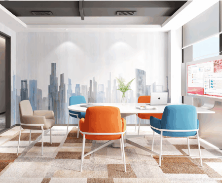 Professional installing a frameless glass office partition in a commercial setting