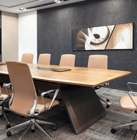 Modern office chairs in a stylish commercial interior design project