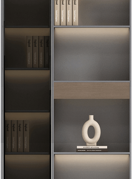 Modern office interior featuring various partition wall systems