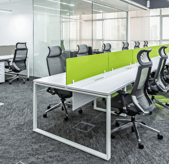 Modern office setup with ergonomic desk chair sets