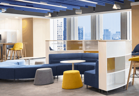 Team collaborating in a well-divided office space