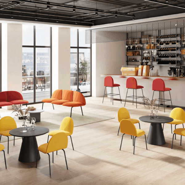 Modern office interior with durable metal storage cabinets