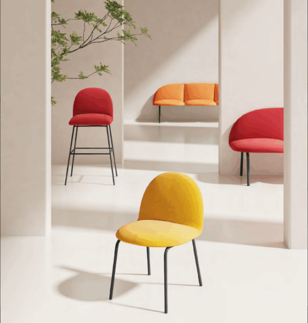 Modern open plan office interior with diverse furniture