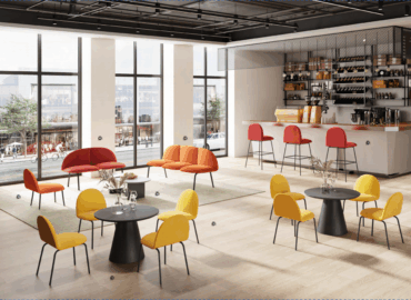 Modern and inviting reception area with comfortable seating
