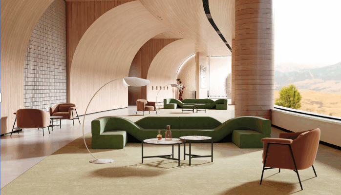 Stylish office lounge chairs promoting collaboration