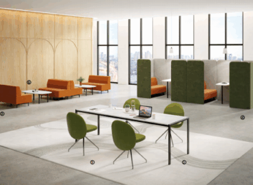 Diagram illustrating different sofa configurations for office spaces