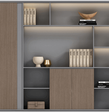 Warehouse facility with stacked office furniture ready for shipping across Europe