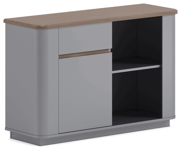 Sleek, functional curved reception unit with integrated lighting