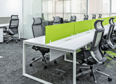Close-up of sound-absorbing office panels