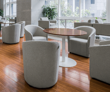 Reception area layout showcasing efficient space use